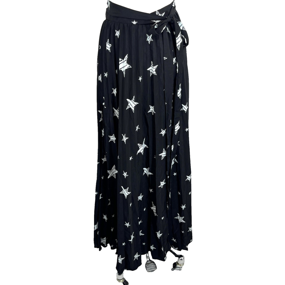 LuLaRoe Deanne Skirt‎ Womens 3XL Black White Star Print Maxi Flowing Boho New